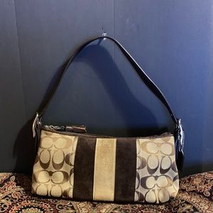 Vintage Coach Canvas and Suede Trim Hand Purse